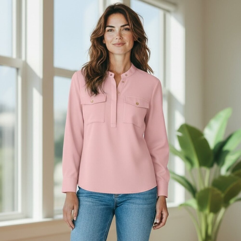 Diane Von Furstenberg/DVF Luxury Silk Marianna Top Sz 2 Pink #232H